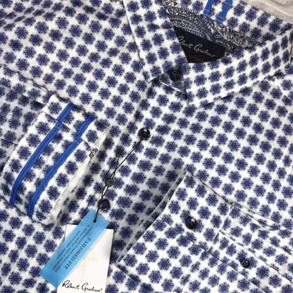 NWT Robert Graham Claudio Shirt Mens 3XL Blue Geometric Tailored Fit